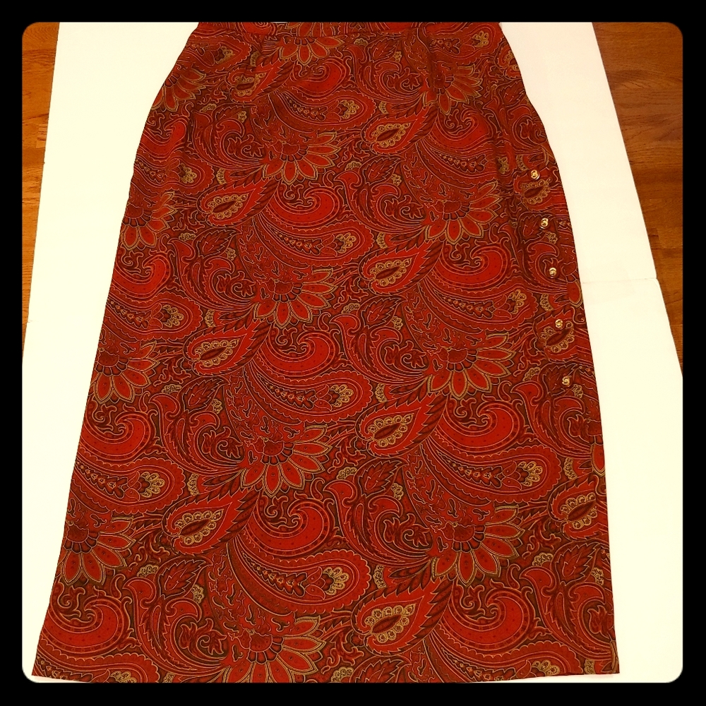 Shazdeh Fashions dark red paisley skirt EUC